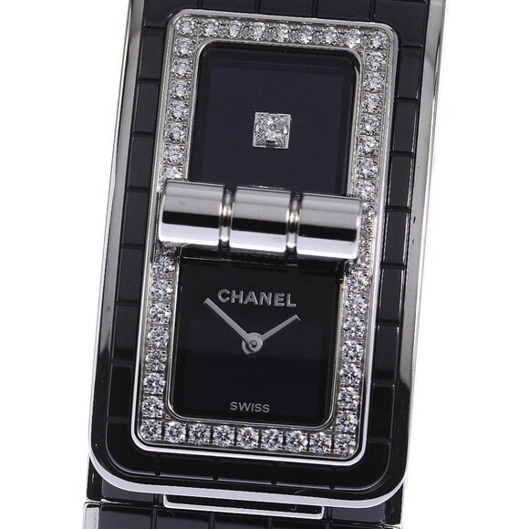 CHANEL Code Coco black ceramic diamond black Dial Quartz Ladies - Picture 1 of 6